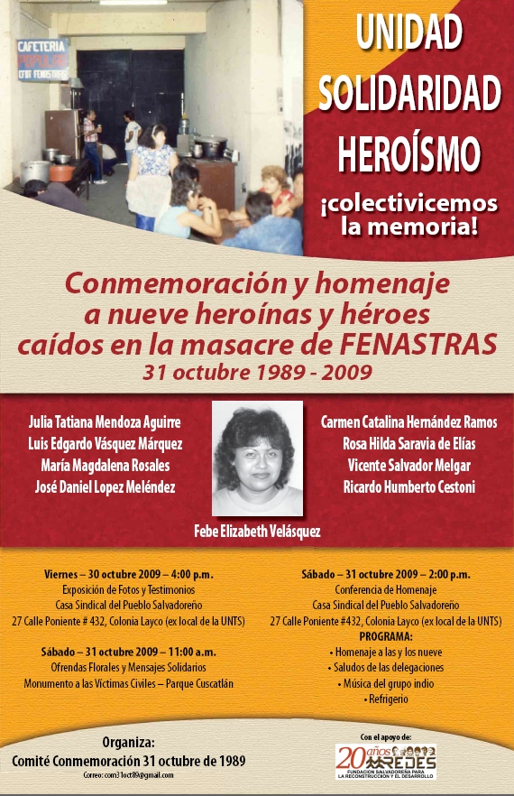 Acto de conmemoración a 20 años de la masacre de FENASTRAS